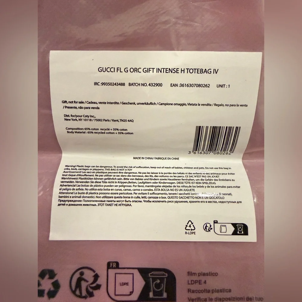 Gucci Beauty Pink Canvas Tote Bag Gift Promo NEW - Picture 3 of 3